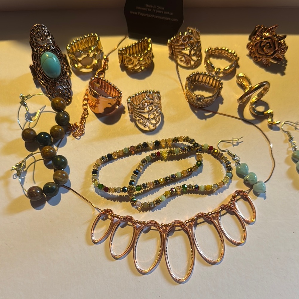 Elegant Gold and Turquoise, Larimar, Jasper  Jewelry Set